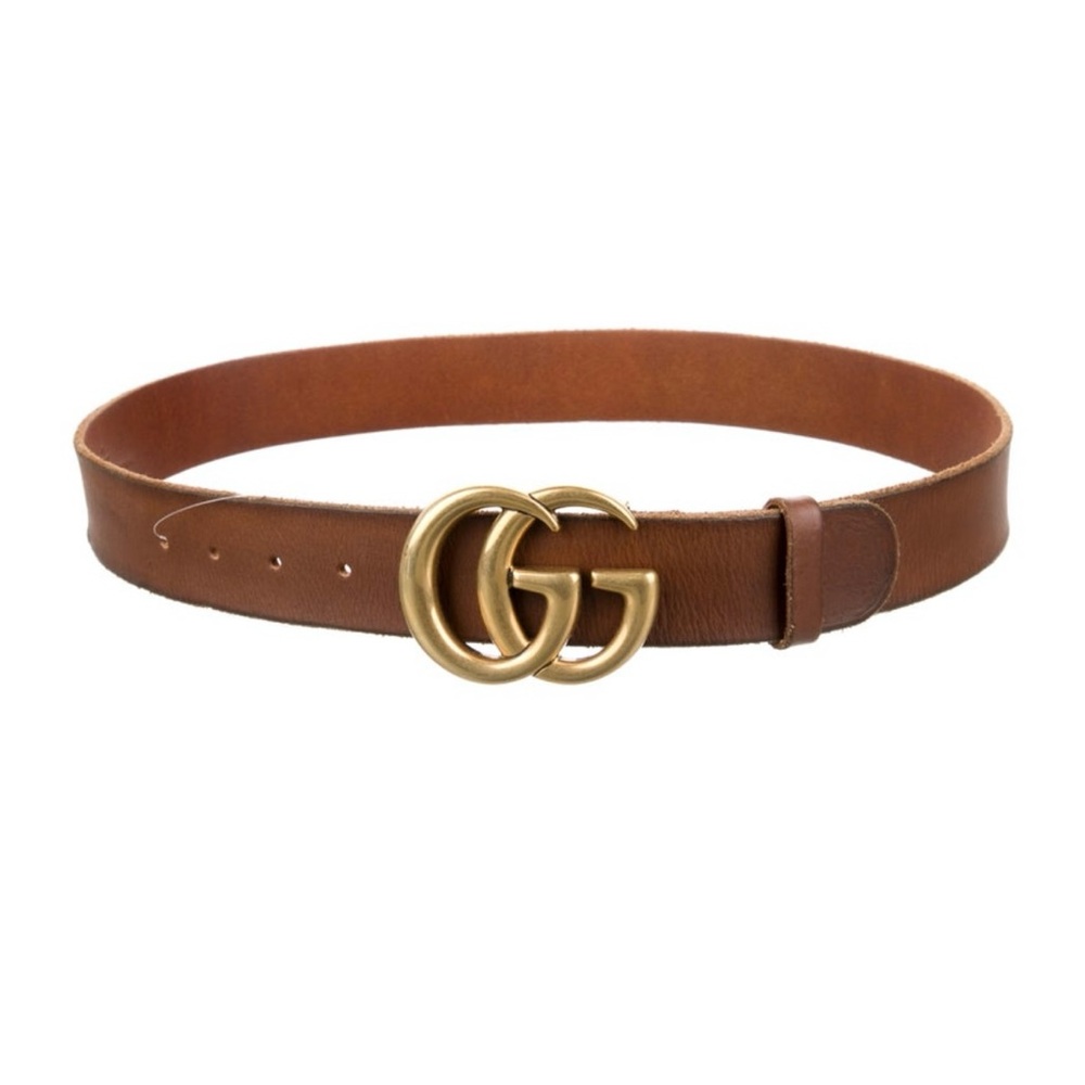 Gucci Brown Leather Belt with Gold Buckle